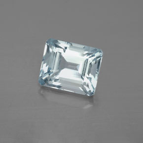 Água-marinha azul natural 2,99ct, corte esmeralda, VS