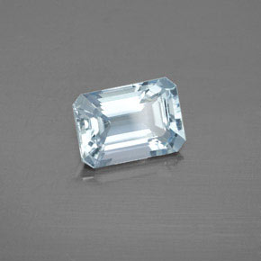 Água-marinha azul natural 2,01ct, corte esmeralda, VS