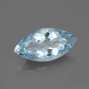 Água-marinha azul natural 3,40ct, marquise, VVS