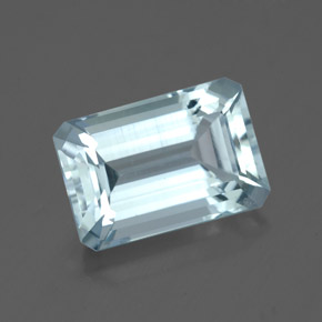 Água-marinha azul natural 3,20ct, corte esmeralda, VS