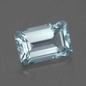 Água-marinha azul natural 3,19ct, corte esmeralda, VVS-VS