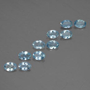 Pedras preciosas de água-marinha azul natural de  ct, corte oval, VVS-VS