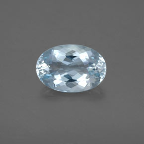 Água-marinha azul natural 1,67ct, corte oval, VS
