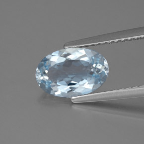 Água-marinha azul natural 1,23ct, corte oval, VS