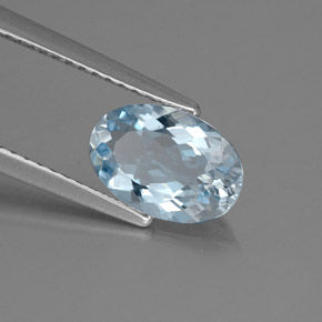 Água-marinha azul natural 1,23ct, corte oval, VS