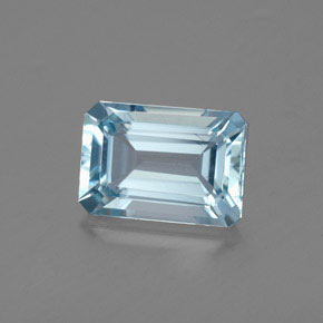 Água-marinha azul natural 1,90ct, corte esmeralda, VVS-VS