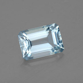 Água-marinha azul natural 1,90ct, corte esmeralda, VVS-VS
