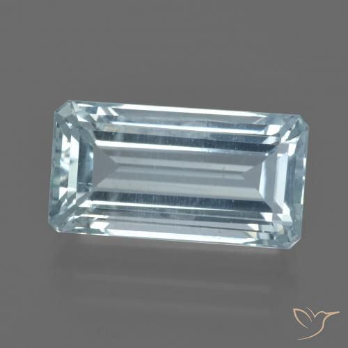 Água-marinha azul de 7,65 ct, octógono de 16 x 8,4 mm cortado de Madagascar, Photo A