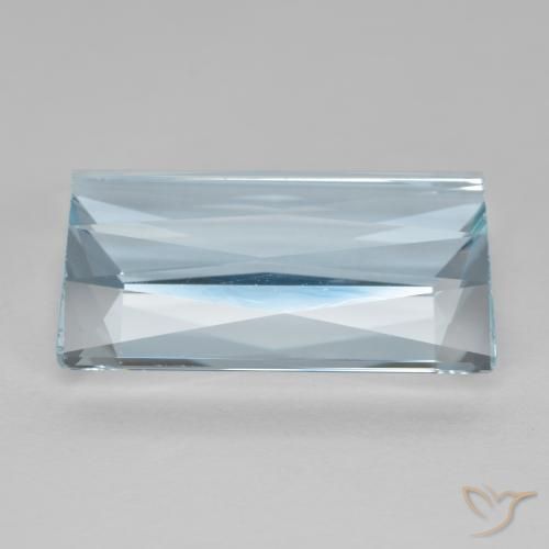 Água-marinha Azul claro Natural 10.58ct, baguete, VVS
