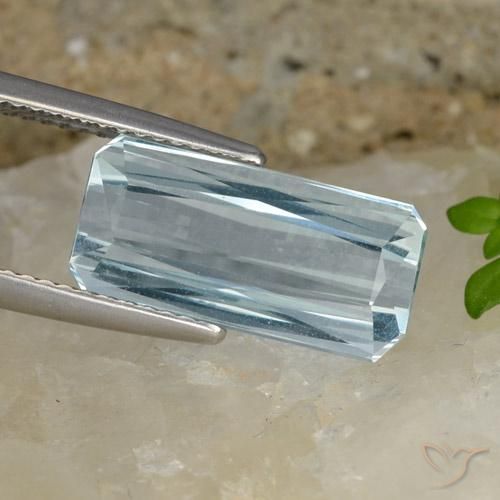7.00ct Natural Azul claro Água-marinha, Corte Esmeralda, VVS