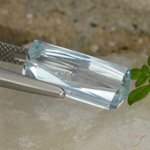 Água-marinha Azul claro Natural 7.00ct, Corte Octógono / Esmeralda, VVS