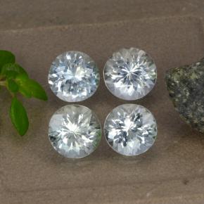 Pedras preciosas de água-marinha branco natural de 3,12 ct, corte redondo, VS