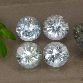 Pedras preciosas de água-marinha branco natural de 3,12 ct, corte redondo, VS