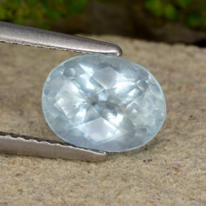 Água-marinha azul natural 1,52ct, corte oval, VS-SI