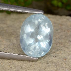 Água-marinha azul natural 1,52ct, corte oval, VS-SI