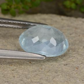 Água-marinha azul natural 1,52ct, corte oval, VS-SI