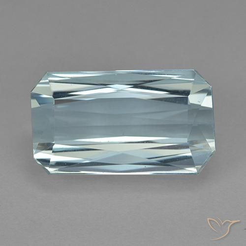 Água-marinha azul natural 9,70ct, corte esmeralda, VVS