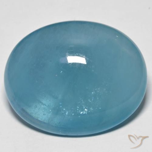Água-marinha azul de 42,6 quilates, cabochão oval de 28,1 x 22,6 mm de Madagascar, Photo A