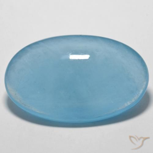 Água-marinha azul de 75,34 quilates, cabochão oval de 40 x 24,4 mm de Madagascar, Photo A