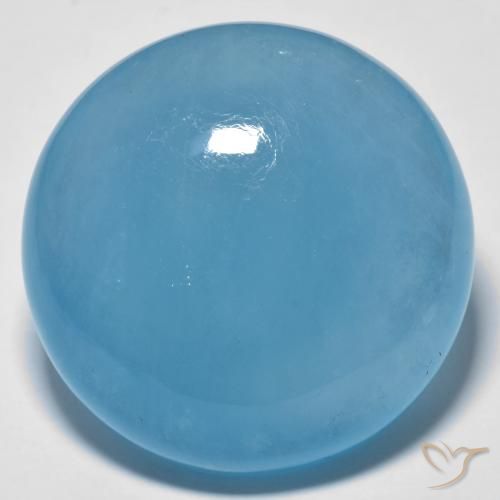 Água-marinha azul de 58,48 quilates, cabochão redondo de 26,9 mm de Madagascar, Photo A
