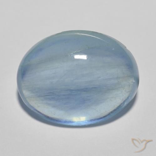 Água-marinha azul de 11,61 quilates, cabochão oval de 17 x 13,2 mm de Madagascar, Photo A