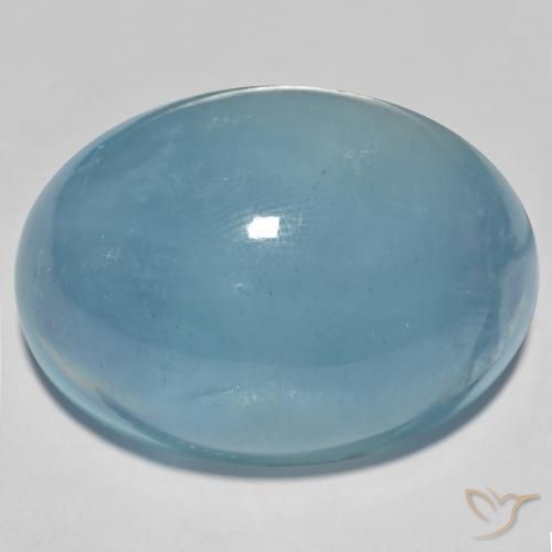 56,93 quilates azul-esverdeado água-marinha, cabochão oval de 28,4 x 20,7 mm de Madagascar, Photo A