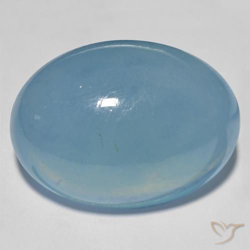 27,91 quilates azul-esverdeado água-marinha, cabochão oval de 23,1 x 16,9 mm de Madagascar, Photo A