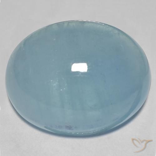 Água-marinha azul de 41,14 quilates, cabochão oval de 25,1 x 19,8 mm de Madagascar, Photo A