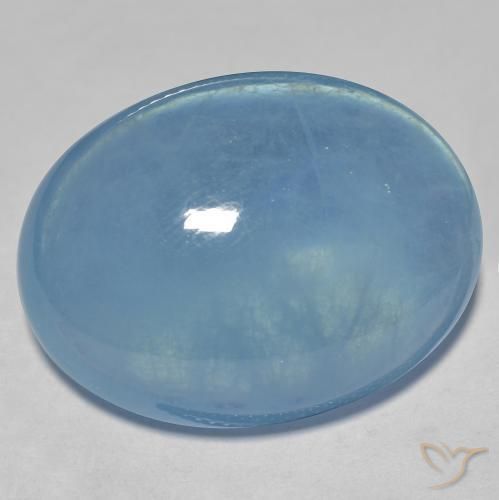 Água-marinha azul de 28,06 quilates, cabochão oval de 25,3 x 18,9 mm de Madagascar, Photo A