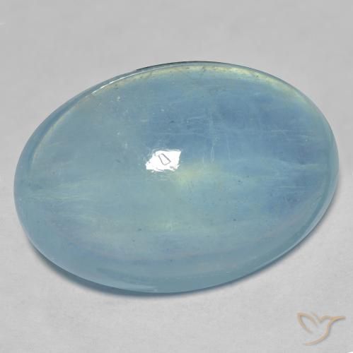 26,47 quilates azul-esverdeado água-marinha, cabochão oval de 23,8 x 16,6 mm de Madagascar, Photo A