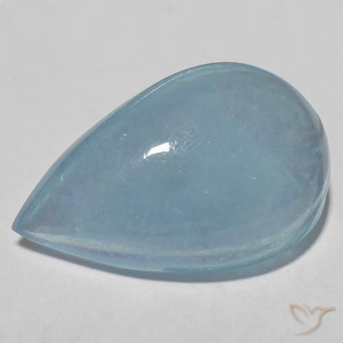 Água-marinha azul de 30,15 quilates, cabochão pera de 27,9 x 17,5 mm de Madagascar, Photo A