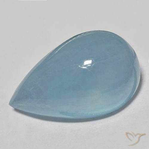 Água-marinha azul de 24,21 quilates, cabochão pera de 23,8 x 14,8 mm de Madagascar, Photo A