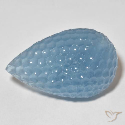 Aquamarine azul de 65,04 quilates, 35,5 x 22 mm esculpido na Índia, Photo A