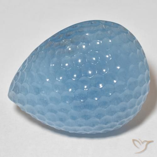 Água-marinha azul suíça de 70,51 quilates, 32,9 x 26,2 mm esculpida na Índia, Photo A