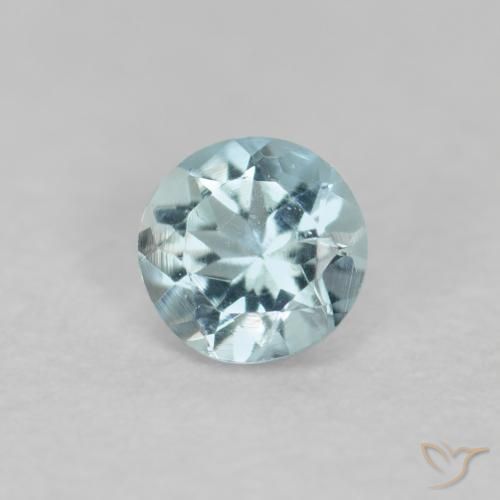Água-marinha Azul-verde claro Natural 0.17ct, Redondo, VS