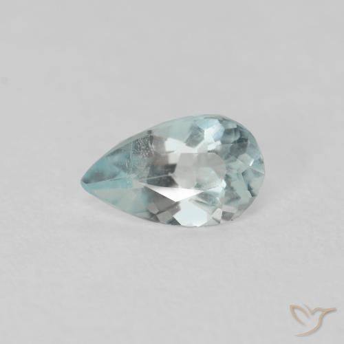 Água-marinha azul-verde claro natural 0,23ct, formato de pêra, VS