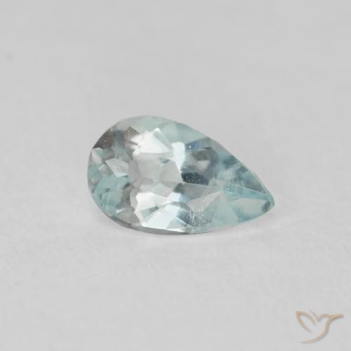 Água-marinha azul-verde claro natural 0,23ct, formato de pêra, VS
