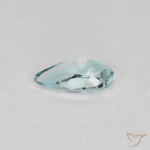 Água-marinha azul-verde claro natural 0,23ct, formato de pêra, VS