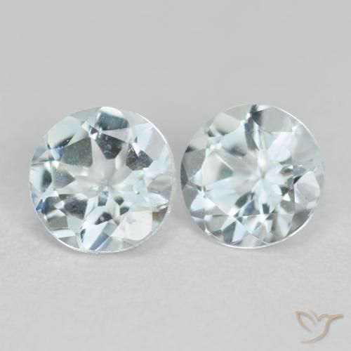 Pedras preciosas de água-marinha Azul Muito Claro natural de 0.78 ct, Corte Redondo, VVS-VS