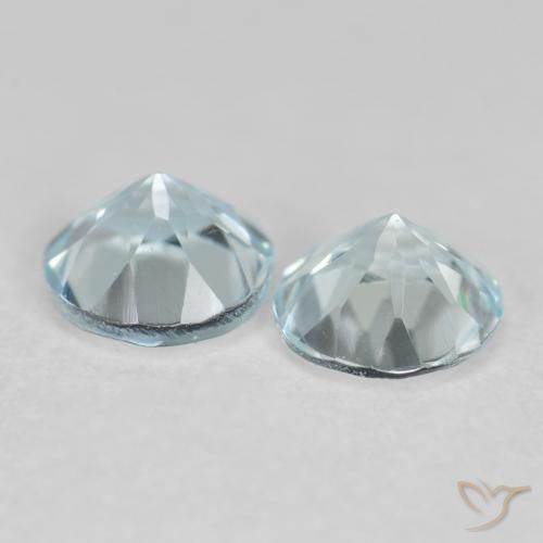 Pedras preciosas de água-marinha Azul Muito Claro natural de 0.78 ct, Corte Redondo, VVS-VS
