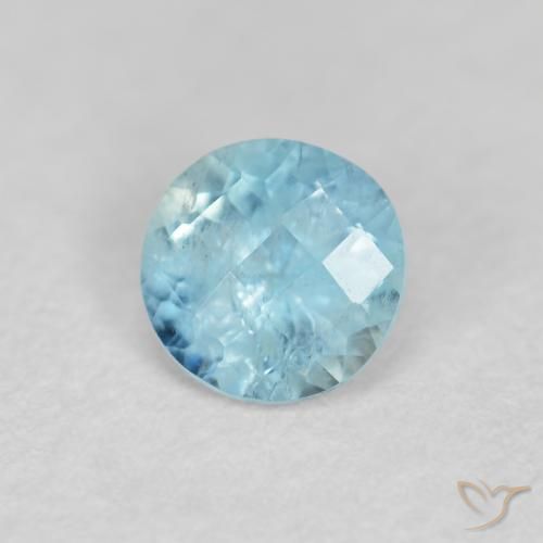 Água-marinha azul natural 0,34ct, corte redondo, VS-SI