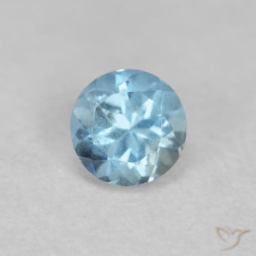 0.20ct Natural Azul Suíço Água-marinha, Redondo, VS-SI