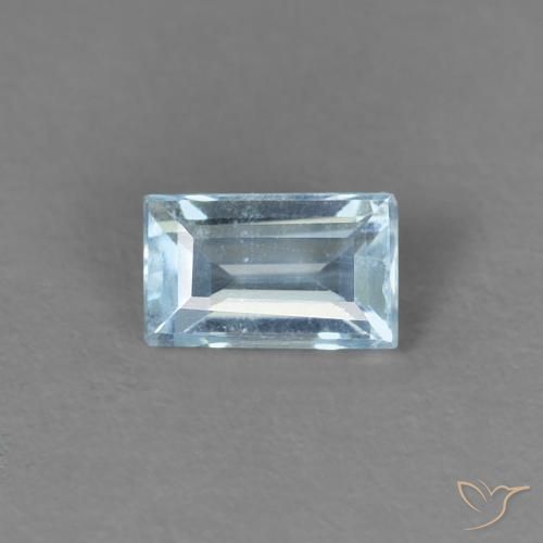 0.26ct Natural céu azul claro Água-marinha, baguete, VS, Photo A