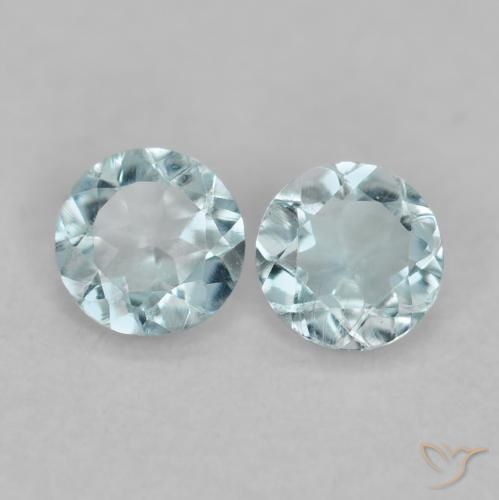 Pedras preciosas de água-marinha Azul claro natural de 0.17 ct, Corte Redondo, VS