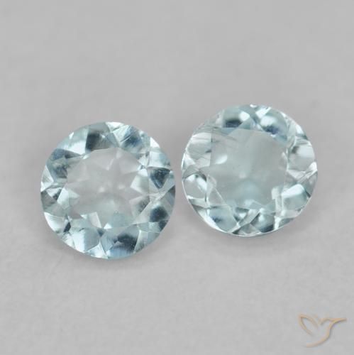 Pedras preciosas de água-marinha Azul claro natural de 0.17 ct, Corte Redondo, VS