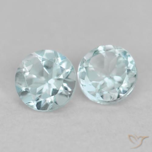 Pedras preciosas de Água-marinha Azul claro natural de 0.17 ct, Redondo, VS