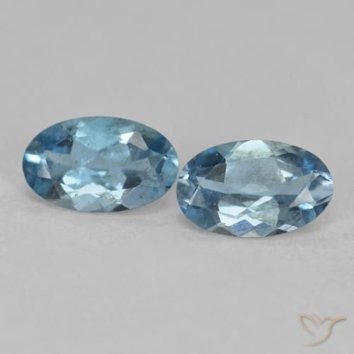 Pedras preciosas de água-marinha azul natural de 0,44 ct, corte oval, VS