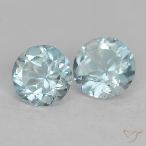 Pedras preciosas de água-marinha Azul Aqua claro natural de 0.48 ct, Corte Redondo, VS