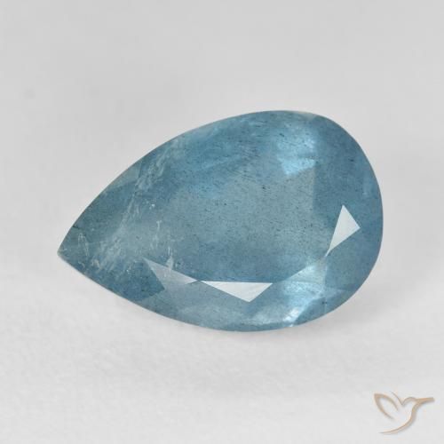 Água-marinha Verde azulado Natural 6.37ct, Formato de pêra, VS-SI