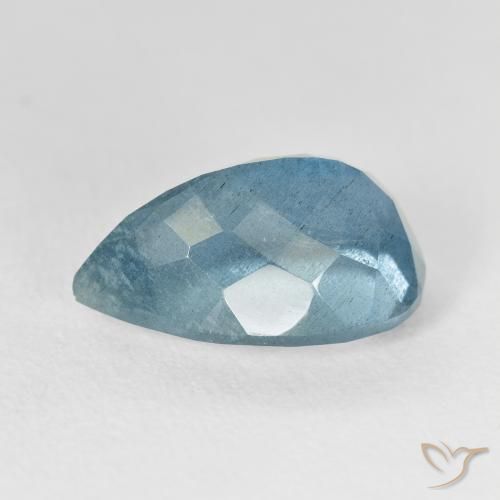Água-marinha Verde azulado Natural 6.37ct, Formato de pêra, VS-SI